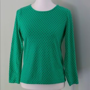 TALBOTS Green Polka Dot L/S Tee